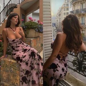 “HOUSE OF CB 'Serena' Pink Devore Maxi Dress